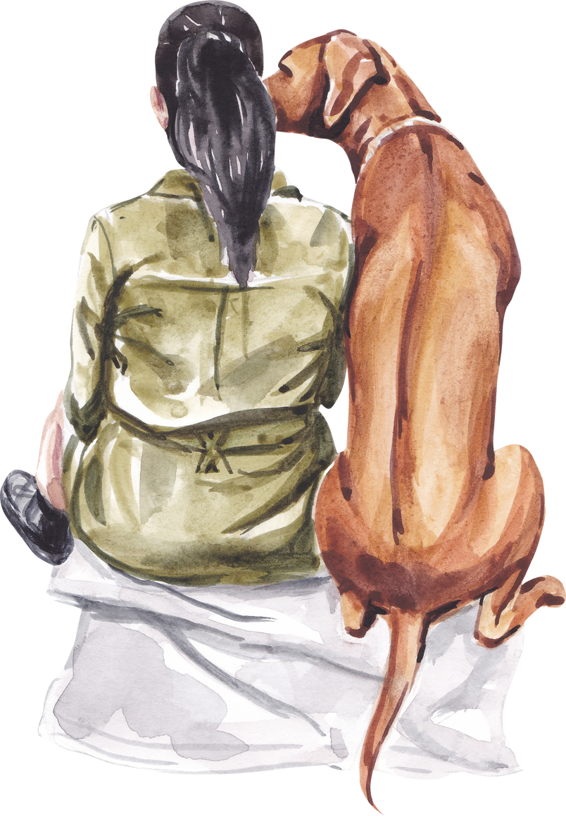 Girl and Dog Watercolor